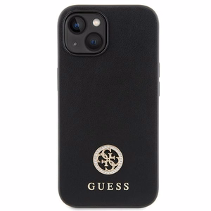 Guess GUHCP15MPS4DGPK iPhone 15 Plus 6.7" juodas/juodas kietas dėklas telefonui Strass Metal Logo