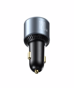 Joyroom JR-CCN07 120W automobilinis įkroviklis 2xUSB-C USB-A + USB-C kabelis 100W - tamsiai pilkas