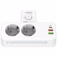 Beline maitinimo juosta su LED apšvietimu 2xUSB-A/USB-C/2xAC balta