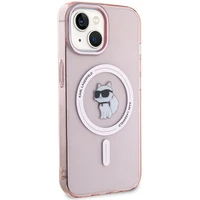 Karl Lagerfeld IML Choupette Magnetinis dėklas telefonui iPhone 15 - rožinė