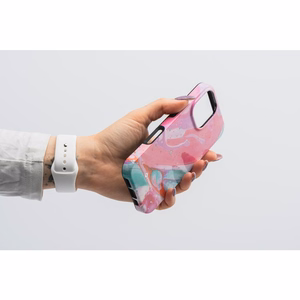 FORCELL F-PROTECT Mirage karinio standarto dėklas, suderinamas su MagSafe, skirtas IPHONE 16 PRO MAX, rožinis marmuras