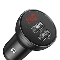 Automobilinis įkroviklis Baseus Digital Display 24W 2xUSB-A juodas CCBX-0G