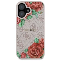 Guess GUHMP16SP4ROPEMCP iPhone 16 6.1" rožinė/rožinė kietas dėklas 4G Gėlių Raštas Magnetinis