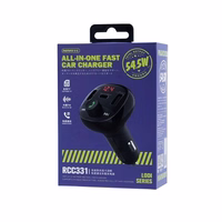 FM bangų moduliatorius Remax RCC331 54.5W 2xUSB-A/1xUSB-C juodas