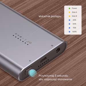 UNITEK S1206A SolidForce USB-C – PCIe/NVMe M.2 SSD, 10 Gbps, dviguba įdėkla su kopijos funkcija