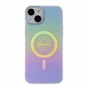 Guess GUHMP15SHITSU iPhone 15 6.1" violetinis/violetinis kietas dėklas IML Iridescent MagSafe