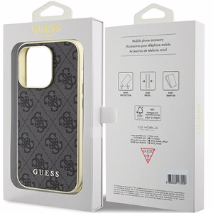 Guess GUHCP15LGF4GGR iPhone 15 Pro 6.1" pilkas/pilkas kietas dėklas 4G Pakabukų Kolekcija