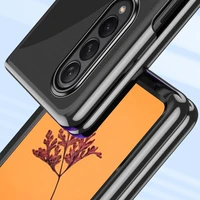 Plating dėklas telefonui Samsung Galaxy Z Fold 4 su metaliniu rėmeliu mėlynas