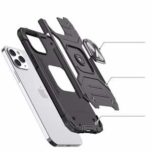 Wozinsky Ring Armor Case stovas tvirtas apsauginis dėklas iPhone 13 Pro Max sidabrinis