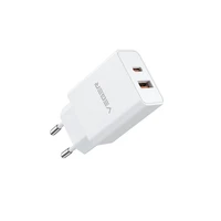 VEGER kelioninis įkroviklis USB A + Type C PD QC3.0 3A 30W VLS302U baltas