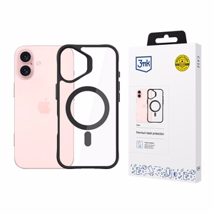 3mk Satin Armor MagCase su MagSafe iPhone 16 Plus - skaidrus su juodu rėmeliu