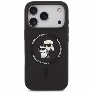 Dėklas Karl Lagerfeld Liquid Silicone Karl and Choupette MagSafe Apple iPhone 17 Pro Max juodas