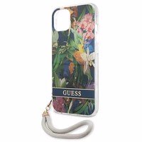 Guess GUHCP13SHFLSB iPhone 13 mini 5.4" mėlynas/mėlynas kietas dėklas Gėlių Dirželis