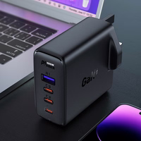 Greitas GaN 100W Power Delivery įkroviklis 3x USB C 1x USB su JK kištuku - juodas