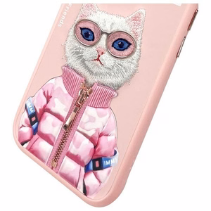 Nimmy Cool&Cute 2.0 katės dėklas iPhone 15 - rožinis