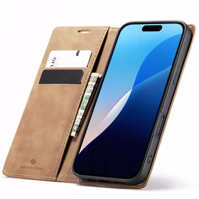 Spacecase Dėklas Wallet iPhone 16 šviesiai rudas