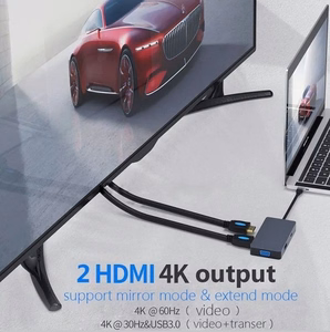 Adapteris USB Type-C - 2x HDMI, 1x VGA, 1x USB Type-A, 1x USB Type-C PD60W