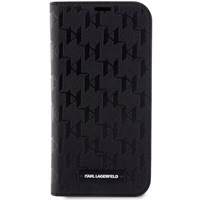 KARL LAGERFELD KLBKP14SSAKLPK IPHONE 14/15/13 6.1 "KNYGUTĖS TIPO DĖKLAS JUODAS / JUODAS SAFFIANO MONOGRAM