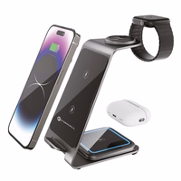 Forcell F-ENERGY Simply Charge 3in1 aliuminis suderinamas su Apple Watch ir Samsung Watch pilkas