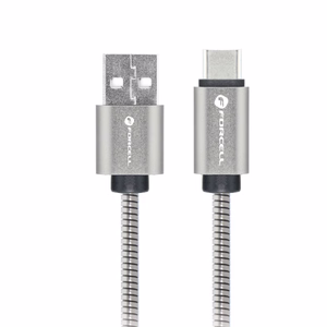 FORCELL F-ENERGY Metal C234 kabelis USB A į Type C QC4.0A 3A 66W 2 m sidabrinis