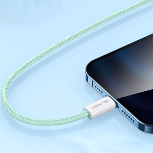 Blavec Kabelis Candy pynėtas - Type C iki Type C - PD 60W 3A 3 metrai Apple CarPlay/Android Auto (CCA-CC3GN30) žalias
