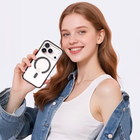 Rock Crystal Armor Serijos Magnetinė Dėklas ant Iphone 17 Pro - juodas