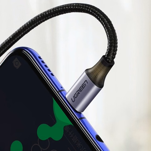 Ugreen US255 50125 USB-C (tiesus) / USB-C (kampinis) PD QC laidas 60W 3A 2m - pilkas