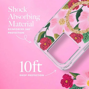 Rifle Paper Co. Rose Garden MagSafe dėklas su aukso folijos detalėmis, skirtas iPhone 14 / 13
