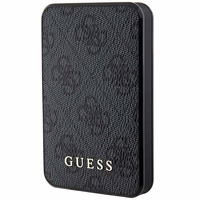 Guess Išorinė baterija 15W GUPB5LP4GEGK 5000mAh juoda/juoda 4G Odinis Metalinis Logotipas