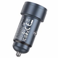 Įkroviklis automobilinis Hoco Z57A 30W (1xUSB 1xUSB-C) juodas