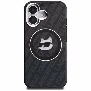 Karl Lagerfeld IML Choupette Head Logo MagSafe Dėklas iPhone 16 - juodas