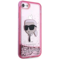 Karl Lagerfeld KLHCI8LNKHCP iPhone 7/8/SE 2020/2022 rožinis/rožinis kietas dėklas Blizgantis Karl Galva