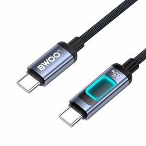 BWOO X324CC pintas greito įkrovimo kabelis su šviesos indikacija PD 60W USB-C - USB-C