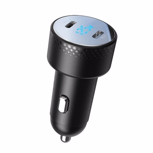 Automobilinis įkroviklis Joyroom „JR-CCD02" juodas 70W (2xUSB-C) su LED ekranu