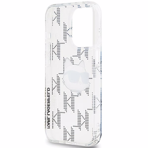 Karl Lagerfeld IML Choupette galvos ir monogramos dėklas iPhone 15 Pro - permatomas