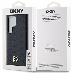 DKNY Odinis rašto metalinis logotipas Magnetinis dėklas telefonui Samsung Galaxy S24 Ultra - juodas