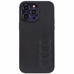 Audi sintetinės odos dėklas telefonui iPhone 14 Pro Max 6.7" juodas/juodas kietas dėklas AU-TPUPPCIP14PM-TT/D1-BK
