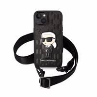 Karl Lagerfeld KLHCP14SSTKMK iPhone 14 6.1" juodas/juodas kietasis dėklas Monograma Ikonik Pleistras