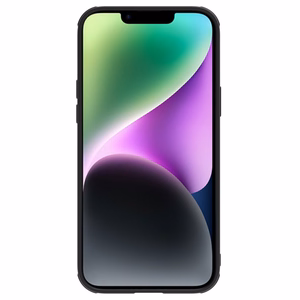 Nillkin CamShield Leather S dėklas iPhone 14 dėklas su kameros dangteliu juodas