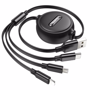 3in1 laidas USB A į Lightning / Micro USB / USB C Hoco 2A 1 m X75 juodas