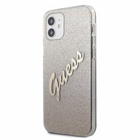 Guess GUHCP12SPCUGLSGO iPhone 12 mini 5.4" auksinis/auksinis kietas dėklas Glitter Gradient Script
