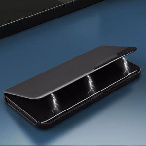 Eco Leather View dėklas telefonui elegantiškas dėklas su atvartu ir stovo funkcija Samsung Galaxy A73 mėlyna