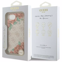 Guess 4G Flowers Print Magnetinis dėklas telefonui iPhone 16e - rožinis