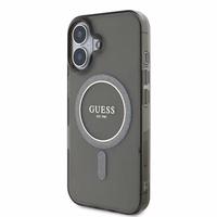 Guess IML Blizgantis ratas MagSafe dėklas iPhone 16 - juodas