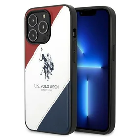 Dėklas telefonui (m) US Polo USHCP14XPSO3 iPhone 14 Pro Max 6.7" - balta balta trijų spalvų įspaudas