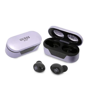 Guess GUTWST31EU TWS Bluetooth ausinės + įkrovimo stotelė violetinės/violetinės