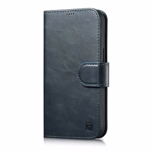 Чехол iCarer Oil Wax Wallet 2in1 для iPhone 14 Plus Anti-RFID кожаный с откидной крышкой синий