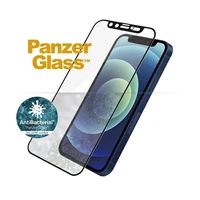 PanzerGlass E2E Microfracture antibakterinis stiklas su Swarovsky kristalu kameros dangteliu iPhone 12 mini - su juodu rėmeliu