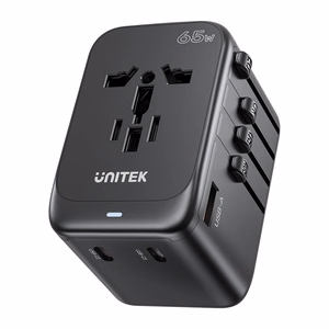 Įkroviklis - Unitek 65W universalus kelioninis adapteris (P1122ABK01) | 1xUSB-A 3xUSB-C 1xAC
