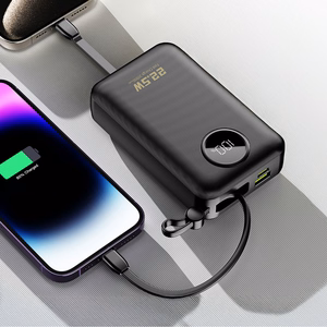 Dudao K14+ Powerbank 20000mAh 22.5W USB-C / USB-A / Built-in Lightning and USB-C Cables - Black